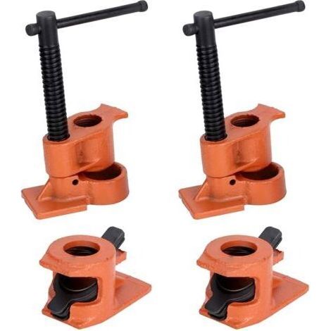 2 Pièces Serre Joint à Tube, 1/2 in Ensemble de Pinces à Bois, H Style Colliers de Serrage à Vis en Fonte Robuste Menuisier, Serre joint Jeu d'Étau de Bois Établi de Travail, avec Base Large