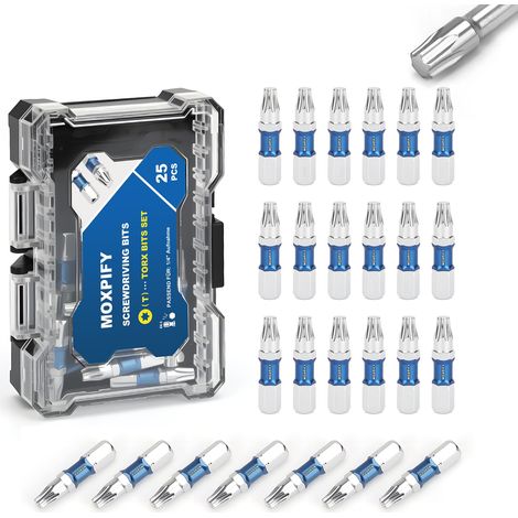 Lot de 25 embouts Torx T20 de 30 mm de longueur avec tige hexagonale de 6,35 mm, embouts de vissage pour visseuse sans fil, idéal pour l'artisanat et le bricolage (1/5)