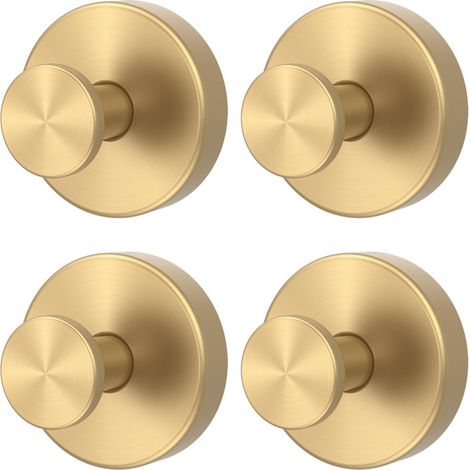 4 ganchos con ventosa - Acero inoxidable - Reutilizables - No requieren perforación - Aptos para cocina y baño - Se adhieren a superficies de vidrio lisas - Dorados (1/5)