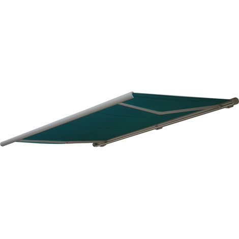 Elektrische Kassettenmarkise HHG-432, Markise Vollkassette 4x3m Polyester blau-grün, Rahmen grau (1/5)