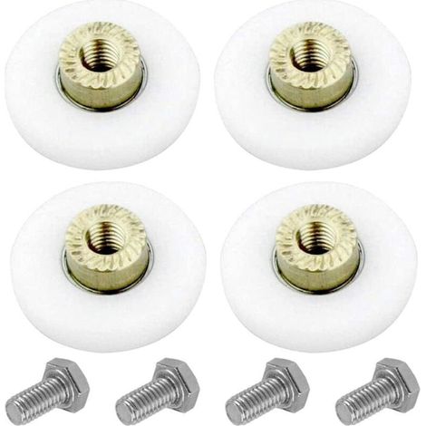 Rouleau De Porte Coulissante, 4 PCS Rouleaux De Douche, Coureurs De Douche, Rouleau Roulette Roue pour Porte de Douche Roulettes Coulissantes Porte Roue de Remplacement(20MM) (1/5)