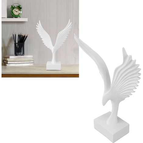 Figura decorativa de águila blanca hecha de resina, figura decorativa para oficina y hogar con alas abstractas, 31,5 cm, 855 g (1/5)