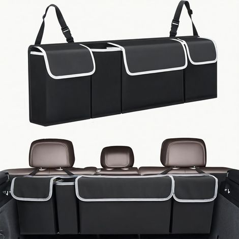 Organizzatore per bagagliaio auto, borsa portaoggetti per sedile posteriore, organizer per bagagliaio in tessuto Oxford, pieghevole, impermeabile, con 4 tasche (1/5)