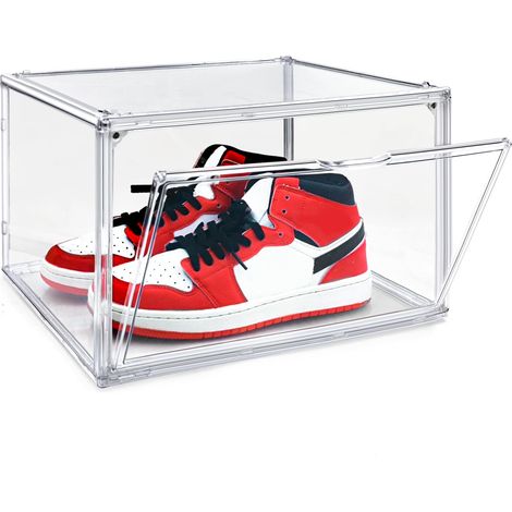 1 Pack Boîte de Stockage de Chaussures en Acrylique, Boîte d'Affichage de Chaussures Transparente, Taille Jusqu'à 47, Boite Pour Crampons de Collection, Transparent Shoe Box Sneaker Display Case (1/5)