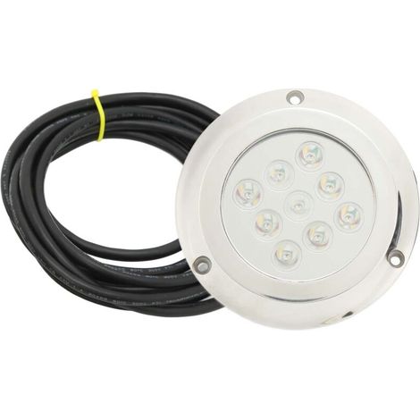 TYacht DC 12 V-24 V Underwater Light, 316 Stainless Steel, 9-Chip LED System, IP68 Waterproof, Versatile Application in Marine Environments (Blue Light). (1/5)