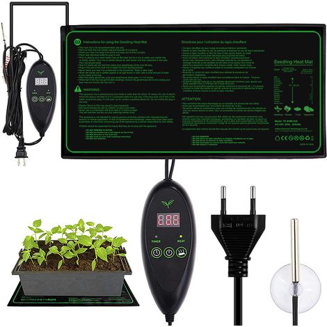 50W Tapis Chauffant pour Plantes avec Thermostat - Chauffage Rapide, Protection Contre Le feu, Tapis Chauffant pour Régulation Température pour Semis, Animaux - 25 52cm (1/5)
