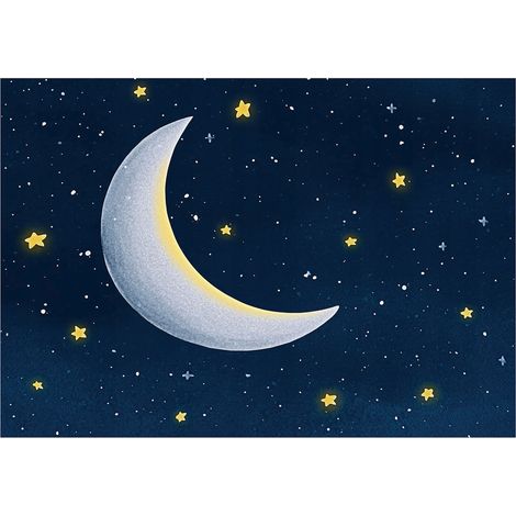 Papier peint mural ciel lune étoiles enfant intissé grand format design intérieur chambre enfant pas cher 150x105 cm (1/5)