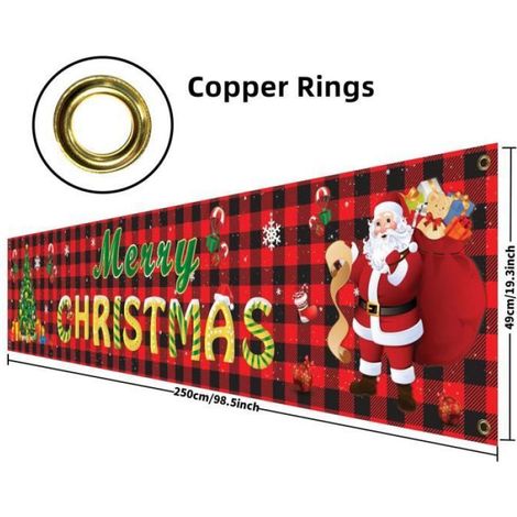 Bannière de Noël - G005 - 250cm - Rouge - Décoration murale - A suspendre (1/3)