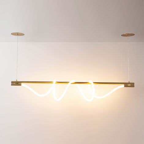 Barcelona Led – Suspension néon enroulé 'Corda' 360º – 45W blanc chaud 3000K – Finition dorée – Pour grands espaces intérieurs (1/5)