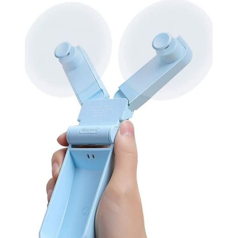 Tragbarer Handventilator, Mini-Taschenventilator, USB-aufladbar, für Frauen und Mädchen, ideal für Reisen im Freien, mit zwei Ventilatorköpfen und 2 Windgeschwindigkeiten (1/4)