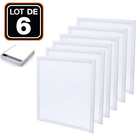 Europalamp – Dalle de plafond LED 600x600 40W – Lot de 6 – PMMA blanc neutre 4000K – Diffuseur anti-éblouissement – Flux lumineux 3600lm (1/5)