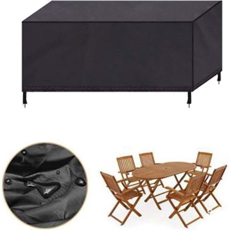 Housse salon jardin 180x120 cm – Imperméable, anti-vent – Résistante UV – Noire (1/5)
