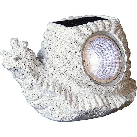 Star Trading Figurine décorative solaire Rocky, escargot, éclairage extérieur, aspect pierre, blanc froid, capteur crépusculaire, 16 cm