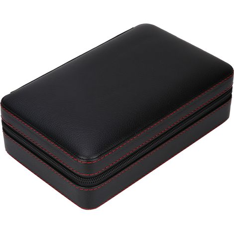 Coffret à cigares portable pour quatre, mallette, coffret à cigares en cuir et bois de cèdre, cave à cigares, fermeture éclair. (1/4)
