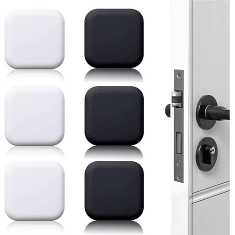 6 pezzi Fermaporta adesivo da parete nero/bianco 45 mm x 45 mm Blocco porta, Fermaporta adesivo da parete, Fermaporta adesivo da parete (1/4)
