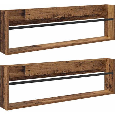 Maison Exclusive - Scaffale per riviste 2 pcs Legno vecchio 100 x 12 x 30 cm