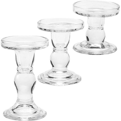 Ensemble de 3 bougeoirs en verre de style romain avec un design élégant (1/5)