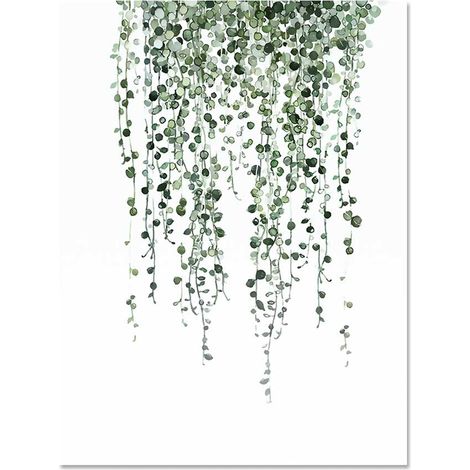 1 Toile impression feuilles tropicales, Art mural nordique plante verte, Décoration chambre enfant 40x50cm sans cadre (1/5)