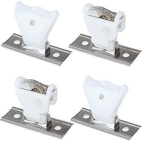 4 pièces Mécanisme de blocage de cordon et poulie de renvoi pivotante en plastique blanc et support en acier inoxydable pour stores romains, stores en bois tissé et stores en bambou (1/4)