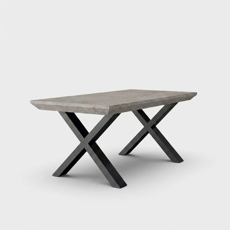 Tavolo allungabile da pranzo 12 posti gambe nere design 160/260x90 Asti - Grigio chiaro