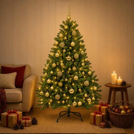 vidaXL Árbol de Navidad artificial verde claro con bola 120 cm 150 LED (1/5)