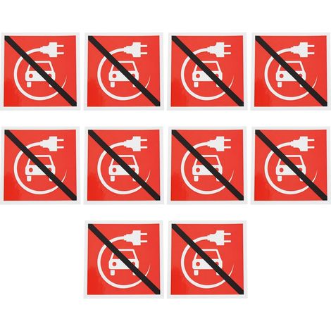 Lot de 10 Panneaux d'avertissement de Recharge de Véhicule électrique Autocollants Brillants Imperméables en PVC 50 X 50 Mm (1/5)