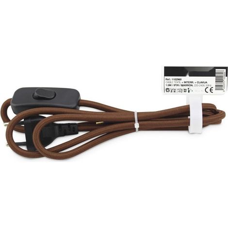 Connexion électrique de 1,5 m avec Interrupteur Marron pour contrôle des appareils et la sécurité à la Maison.