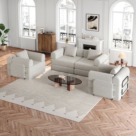 Canape convertible 1 place chenille kaki OKMYHOME (1/5)
