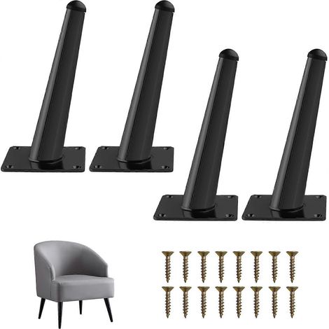 Pieds de table basse réglables en métal de 30 cm, ensemble de 4 pièces doré, pieds de remplacement coniques pour meubles avec vis, adaptés aux armoires, lits, penderies, diamètre de 30 cm, noir. (1/5)