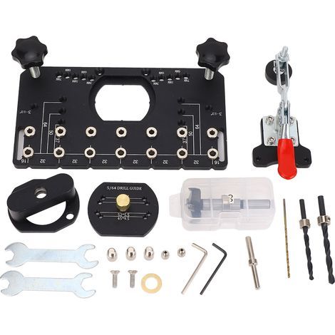 35mm Door/Hinge Drilling Template, Aluminum Alloy, Double Bearing Guide, with Mounting Tools (1/5)