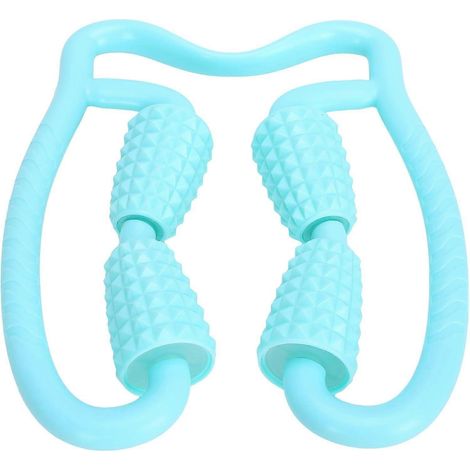 Rouleau de massage en mousse, rouleau de massage à 4 roues pour les mains et les jambes, idéal pour soulager les douleurs musculaires des cuisses, des mollets et des jambes. (1/4)