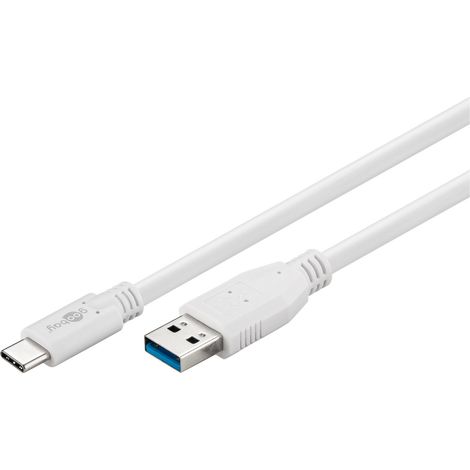 Cavo da USB-C™ a USB 3.0 tipo A, bianco, spina USB 3.0 (tipo A)  Spina USB-C™. Lunghezza del Cavo 0.2 m (1/3)