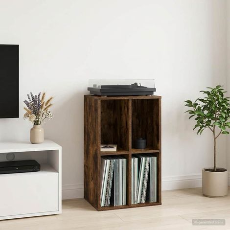 vidaXL Mueble para discos de vinilo Roble Ahumado Madera de ingeniería (1/5)