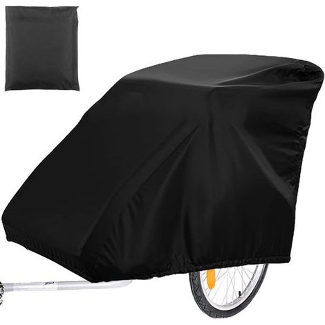 Housse de protection pour remorque de vélo, tissu Oxford imperméable, 140 x 84 x 99 cm, noire (1/5)