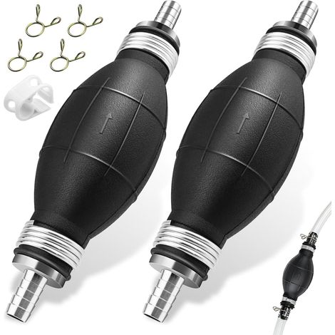 Lot de 2 pompes à main de 8 mm, pompe à essence, pompe de transvasement, pompe manuelle à essence pour diesel, essence, huile, eau, avec colliers de serrage en plastique, 4 pinces (1/5)
