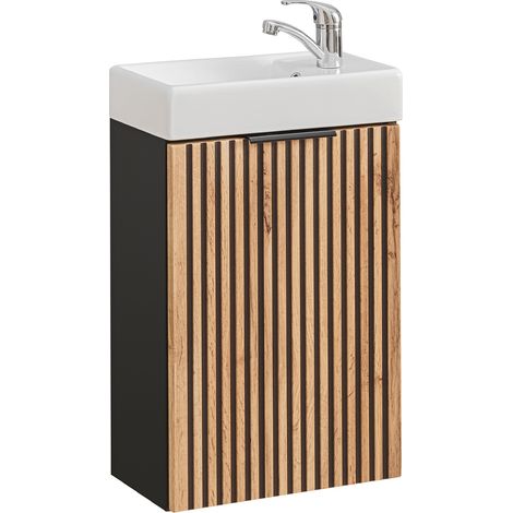 Mueble lavamanos 40cm 1 puerta Gaia Madera y Negro