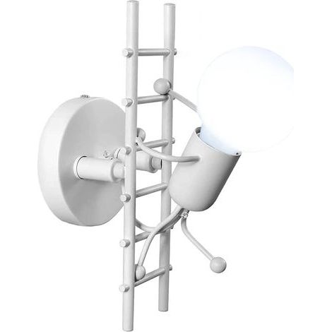 Applique Murale Interieur Petit Gens Fer, Moderne Lampe de mur Industrielle, Lampe Murale de Style Simple pour le Salon Couloir Chambre à Coucher, 220V, E27 Ampoule Non incluse (Blanc) (1/5)