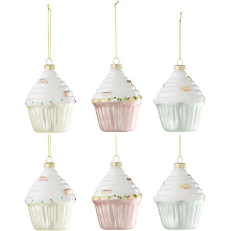 Lot de 6 Sujets de Noël "Cake" 10cm Multicolore