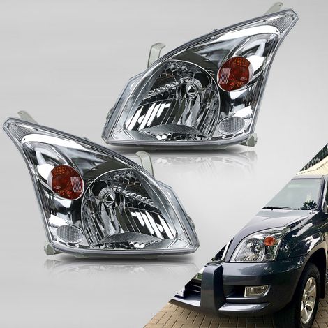 Paire Phares Avant Compatibles Toyota Land Cruiser Prado J120 (2003-2009) 2700 / 4000 Bloc optique halogène 55W, carénage ABS étanche, remplacement identique à l'origine (1/5)