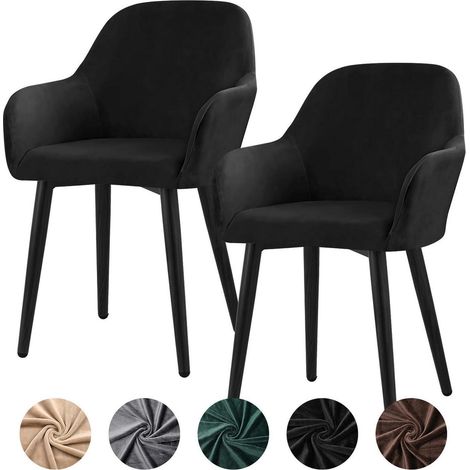 Housses de chaise extensibles en velours avec accoudoirs, lot de 2, universelles, lavables, pour salle à manger (1/5)