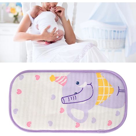 Poche de glace pour bébé, douce et confortable pour l'été, coussin rafraîchissant pour le bras avec large bande élastique pour l'allaitement, imprimé éléphant violet. (1/5)