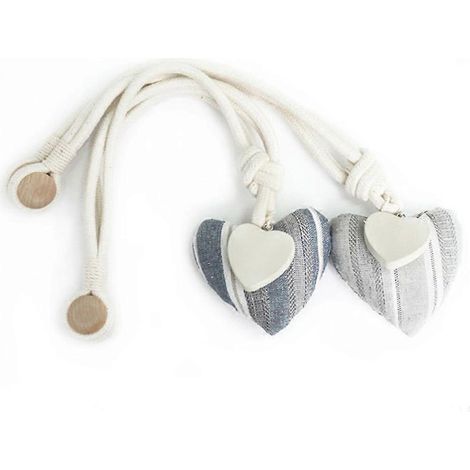 Attache-rideau style champêtre avec pendentif cœur unique, boucle magnétique délicate de style américain, beige (1/4)