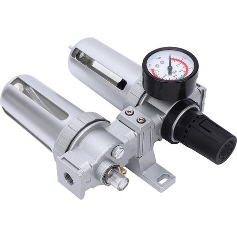 Régulateur filtre compresseur air Combo 1/4" SFC200, séparateur huile eau aluminium, vidange (1/5)