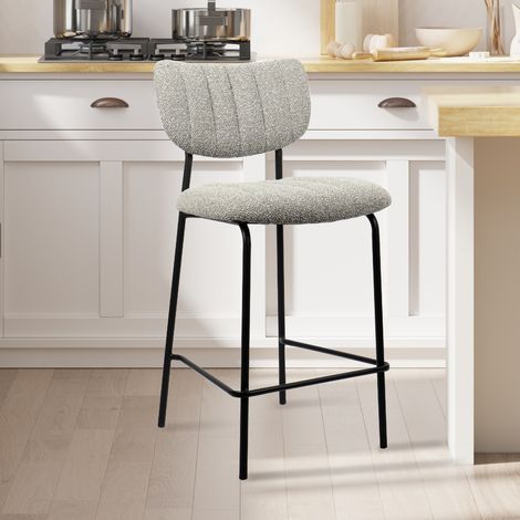 Tabouret de bar en tissu gris clair ANTO (lot de 2) (1/5)