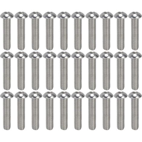 30-teiliges Set Innensechskantschrauben mit Knopfkopf, A2 Edelstahl, M10x1,5, Grobgewinde, M10x45