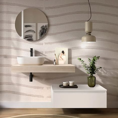 Composizione bagno sospesa 100 cm rovere bali e bianco opaco Sumo (1/5)