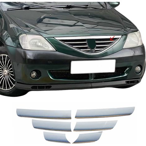 Moulure de Grille de Calandre Compatible avec Dacia Logan 2004 à 2008, Garniture Baguette de Calandre en Acier Inoxydable Argent (1/5)