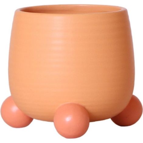 Cache-pot Décoratif en Céramique Couleur Pêche avec Pieds Ronds Design Ludique - Ø 9 cm - PANGIVO (1/5)