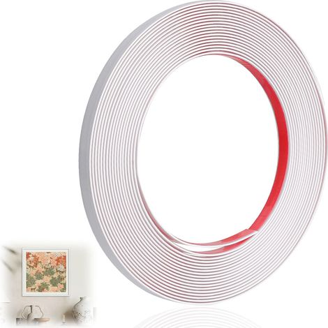 7M Moulure Adhesive Blanc Baguette de Finition PVC (1cm Large) Moulure Décorative Adhesive pour Cadres de Miroir, Chant, Murs Meuble, Placard (1/5)