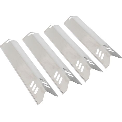 Lot de 4 plaques de protection thermique réglables en acier inoxydable pour brûleurs de four et barbecue à gaz. Déflecteurs de chaleur. (1/5)